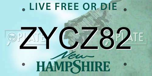 ZYCZ82 New Hampshire License Plate