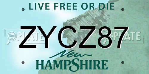 ZYCZ87 New Hampshire License Plate
