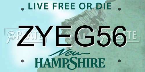 ZYEG56 New Hampshire License Plate