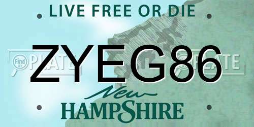 ZYEG86 New Hampshire License Plate