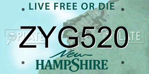 ZYG520 New Hampshire License Plate