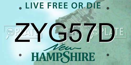ZYG57D New Hampshire License Plate