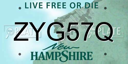 ZYG57Q New Hampshire License Plate