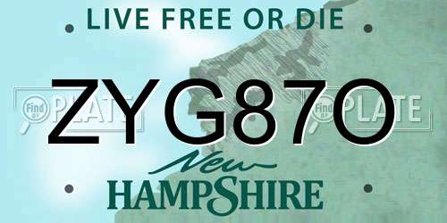 ZYG87O New Hampshire License Plate