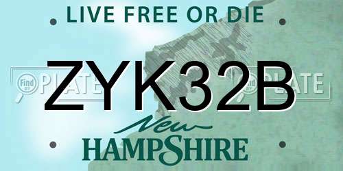 ZYK32B New Hampshire License Plate