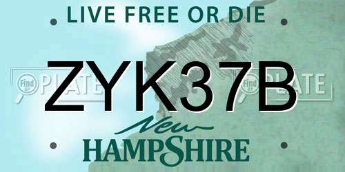 ZYK37B New Hampshire License Plate