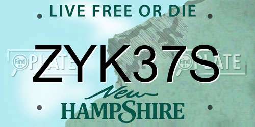 ZYK37S New Hampshire License Plate