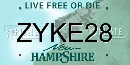 ZYKE28 New Hampshire License Plate