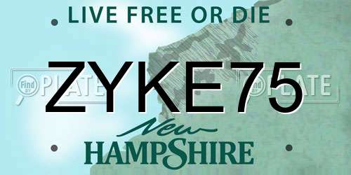 ZYKE75 New Hampshire License Plate