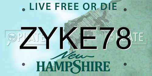 ZYKE78 New Hampshire License Plate