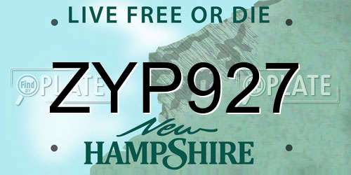 ZYP927 New Hampshire License Plate