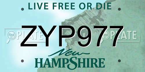 ZYP977 New Hampshire License Plate