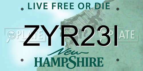 ZYR23I New Hampshire License Plate