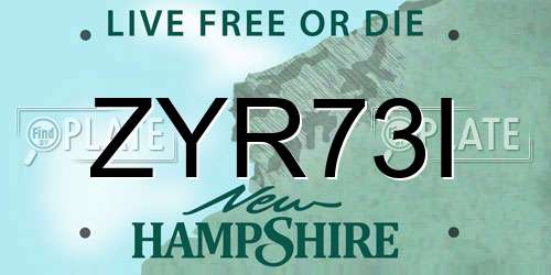 ZYR73I New Hampshire License Plate
