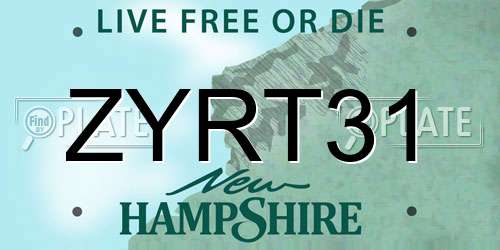 ZYRT31 New Hampshire License Plate