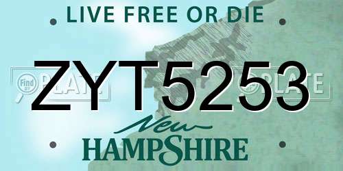 ZYT5253 New Hampshire License Plate