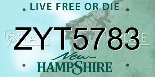 ZYT5783 New Hampshire License Plate
