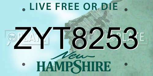 ZYT8253 New Hampshire License Plate