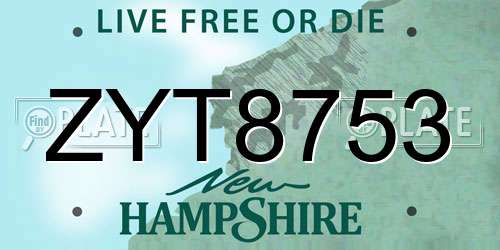 ZYT8753 New Hampshire License Plate