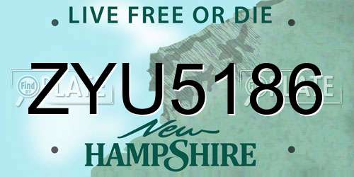 ZYU5186 New Hampshire License Plate