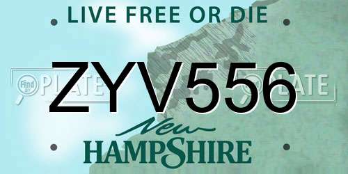 ZYV556 New Hampshire License Plate
