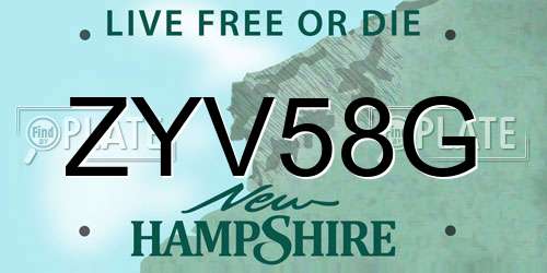 ZYV58G New Hampshire License Plate