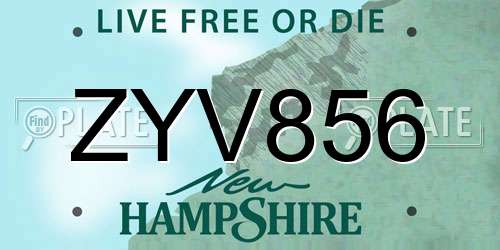 ZYV856 New Hampshire License Plate
