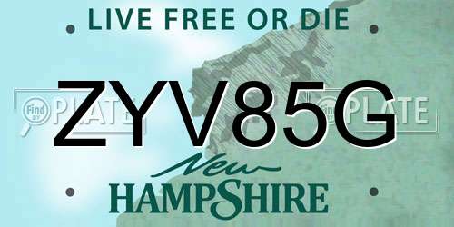 ZYV85G New Hampshire License Plate