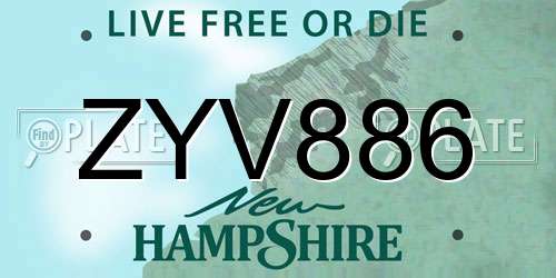ZYV886 New Hampshire License Plate