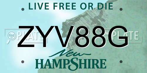 ZYV88G New Hampshire License Plate