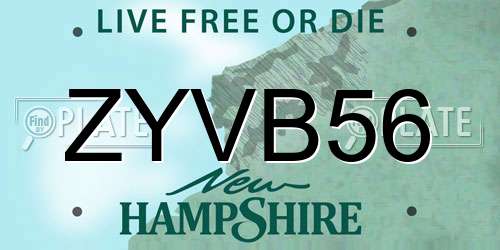ZYVB56 New Hampshire License Plate