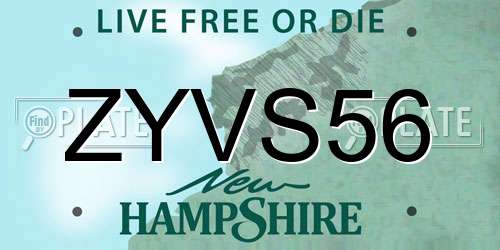 ZYVS56 New Hampshire License Plate