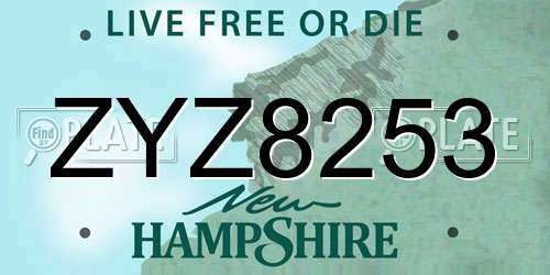 ZYZ8253 New Hampshire License Plate