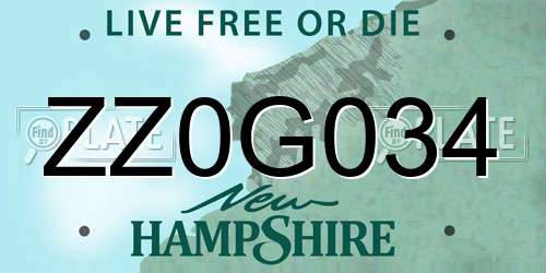 ZZ0G034 New Hampshire License Plate