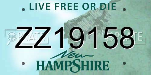 ZZ19158 New Hampshire License Plate