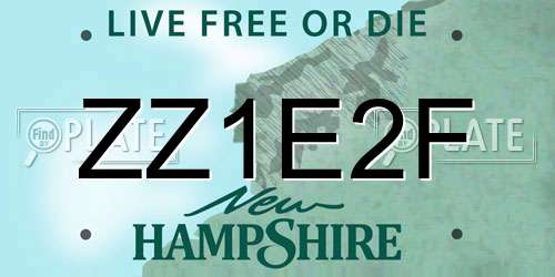 ZZ1E2F New Hampshire License Plate