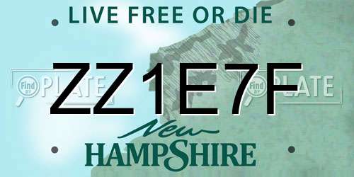ZZ1E7F New Hampshire License Plate