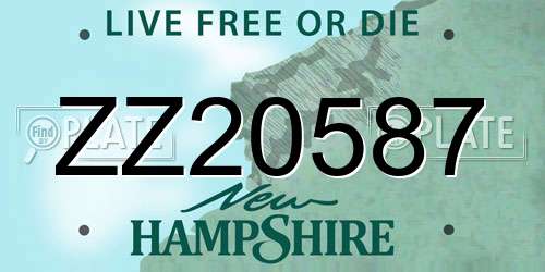 ZZ20587 New Hampshire License Plate
