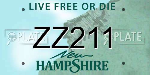 ZZ211 New Hampshire License Plate