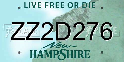 ZZ2D276 New Hampshire License Plate