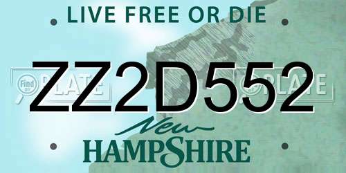 ZZ2D552 New Hampshire License Plate