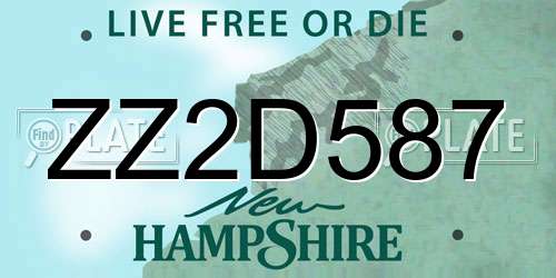 ZZ2D587 New Hampshire License Plate
