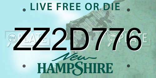 ZZ2D776 New Hampshire License Plate