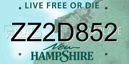 ZZ2D852 New Hampshire License Plate