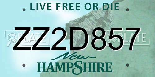 ZZ2D857 New Hampshire License Plate