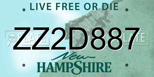 ZZ2D887 New Hampshire License Plate