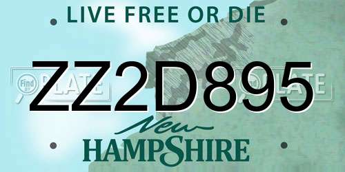 ZZ2D895 New Hampshire License Plate