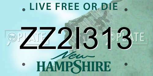 ZZ2I313 New Hampshire License Plate