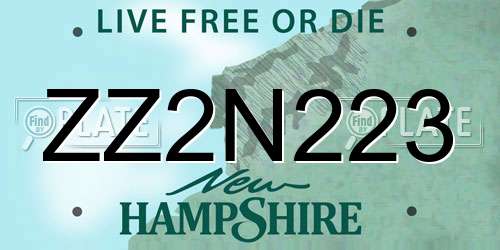 ZZ2N223 New Hampshire License Plate