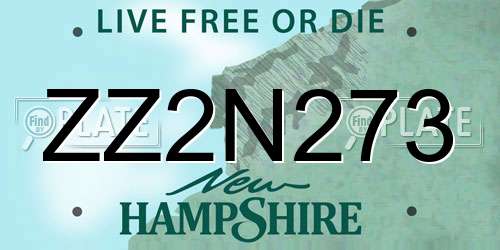 ZZ2N273 New Hampshire License Plate